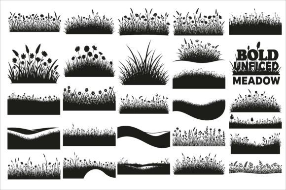 Artistic Silhouette of Flowers and Grass