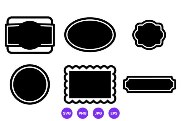 Black White Frame Label Shapes