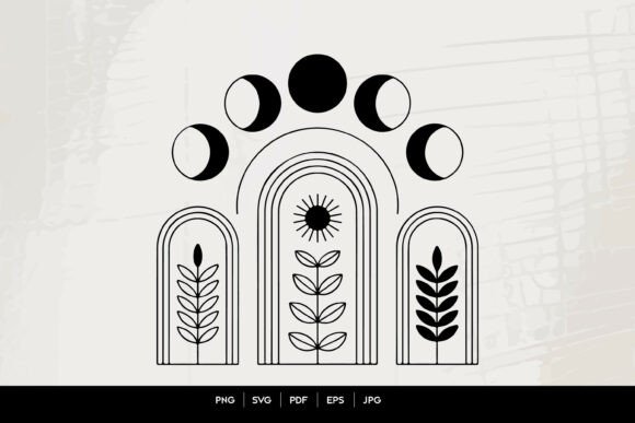Boho Moon Phase Botanical SVG: Blending Celestial Mysticism with Modern Design