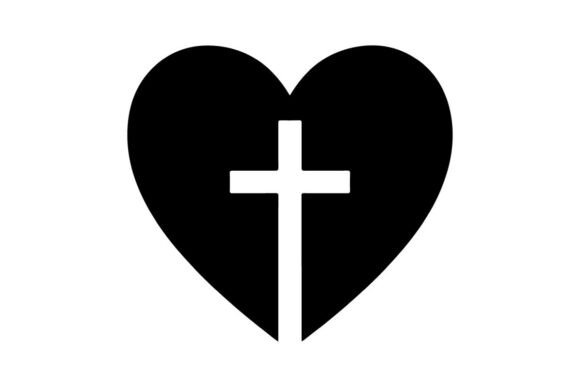 Broken Black Heart Symbol with White Cross: A Modern Design Asset for Emotional and Minimalist Projects