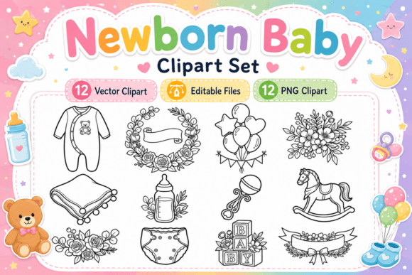 Celebrating New Life: The Versatile Power of a Newborn Baby Clipart Set