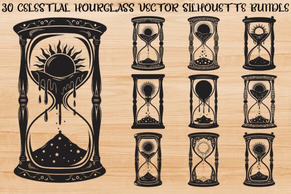 Celestial Hourglass Bundle: Blending Time and Cosmos in Creative Design