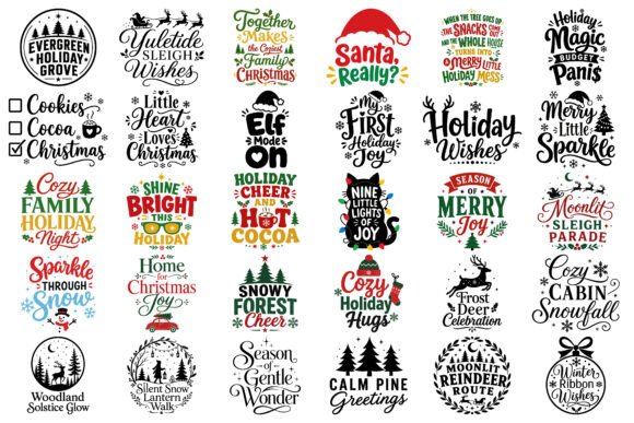 Christmas Typography Bundle PNG Clipart Guide