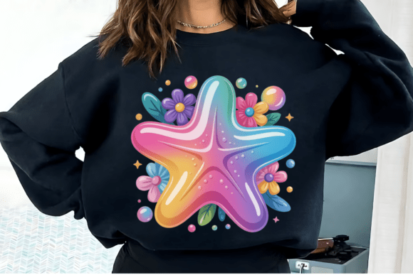 Colorful Rainbow Starfish PNG Clipart