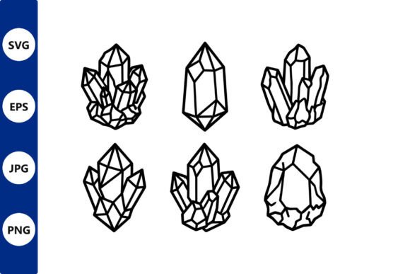 Crystal Cluster Line Art Vector