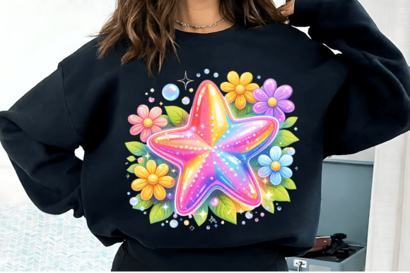 Cute Rainbow Starfish PNG for Creative Projects