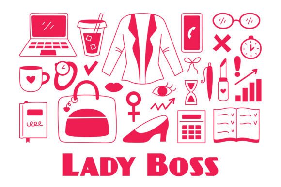 Elevating Brand Aesthetics: The Strategic Value of Lady Boss Doodles PNG Clipart in Modern Digital Design