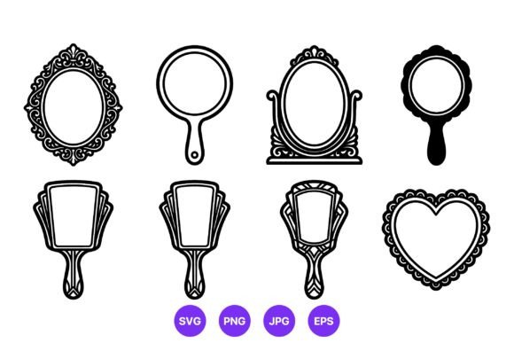 Evaluating Vintage Black and White Hand Mirror Vector Illustrations for Design Projects