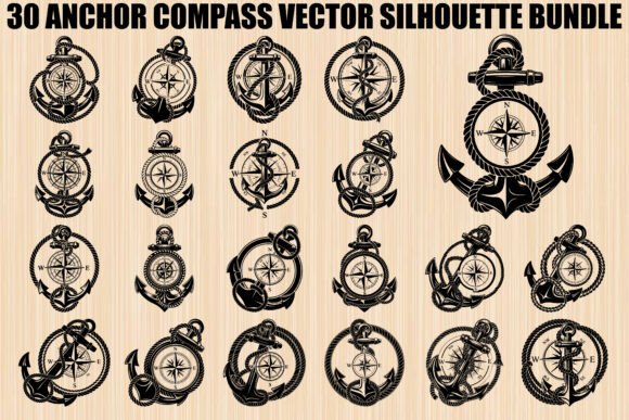 Exploring the Anchor Compass Silhouette Bundle for Nautical and Travel-Themed Design Projects