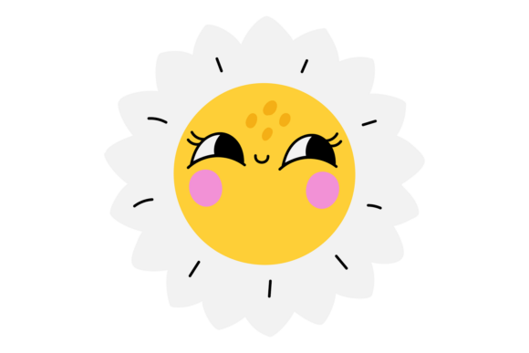 Flower with Emoji: Pleased and Sly Face Illustration
