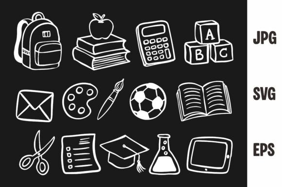 Hand Drawn Back to School Line Art