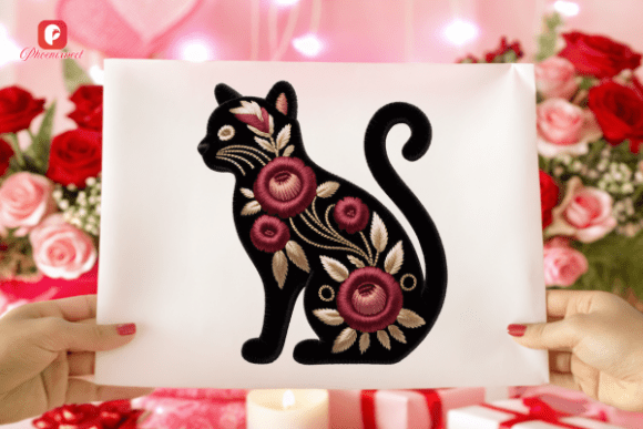 Mastering Gothic Aesthetics: The Artistic Power of the Red Floral Black Cat PNG
