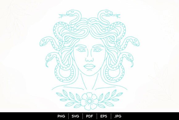 Medusa Snake Goddess Line Art SVG