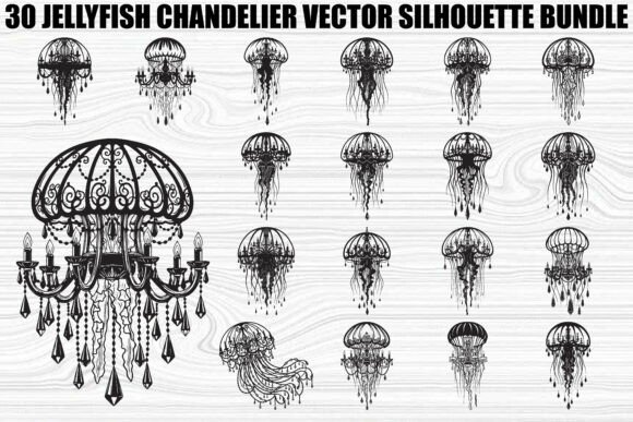 Merging Marine Grace with Ornamental Luxury: The Rise of the Jellyfish Chandelier Silhouette Bundle