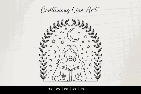 Minimal Reading Woman Line Art SVG
