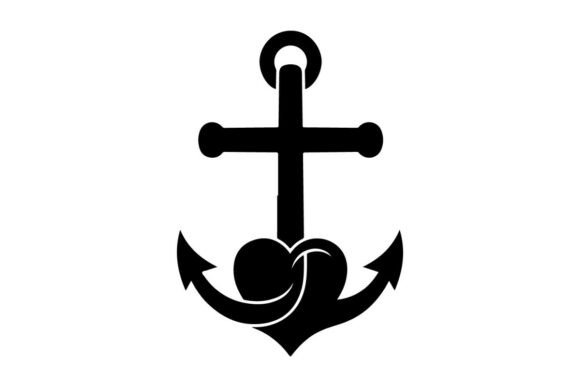Minimalist Black Anchor with Heart Rope: Strategic Design for Brand Clarity