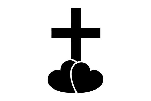 Minimalist Black Heart on Cross Symbolism