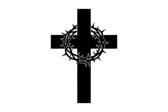 Minimalist Black Thorn Crown Cross Symbol: Elevating Design with Clean, Modern Silhouettes
