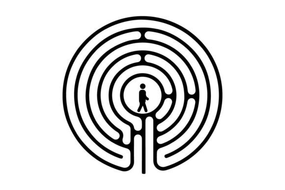 Minimalist Labyrinth Maze with Person Fi