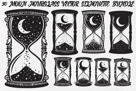 Moon Hourglass Design Bundle: Blending Celestial Mystery with Timeless Craft