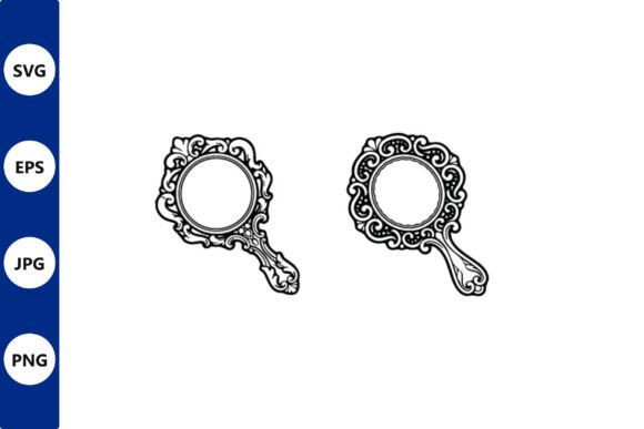 Ornate Hand Mirror Line Art Guide
