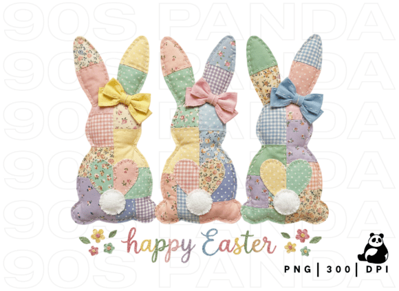 Patchwork Bunny Appliqué Design PNG
