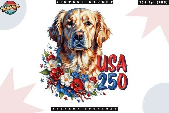 Patriotic Golden Retriever Brushstroke: A Vibrant Tribute to Independence Day