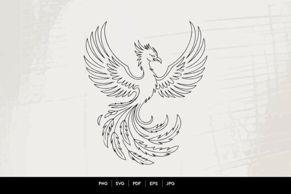 Phoenix Bird Line Art SVG