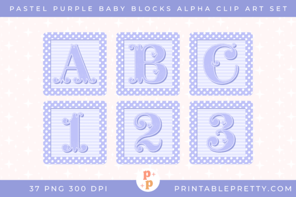 Purple Baby Blocks Alphabet PNG Set Guide
