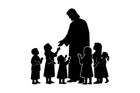 Silhouette of Adult Guiding Children: Integrating Elegant Clip Art into Professional Design Workflows
