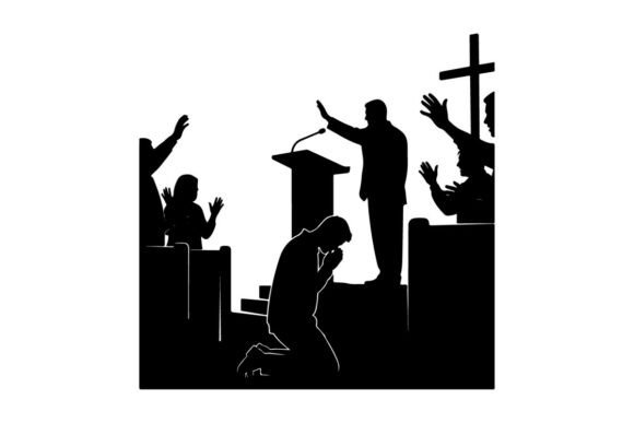 Silhouette of People Praying at Church: A Guide to Elegant and Versatile Design Assets