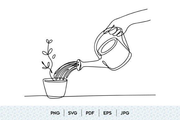 Strategic Visual Communication with Watering Plant One Line SVG Assets