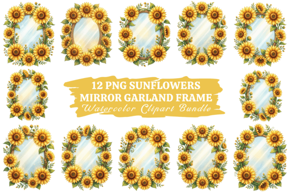Sunflowers Watercolor Clipart Bundle 25