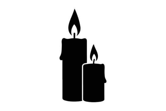 Two Lit Black Candles Minimalist Flame Silhouette