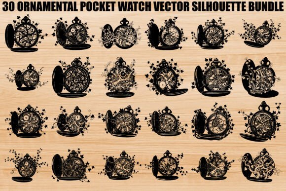 Unlocking Creative Potential: A Guide to the Ornamental Pocket Watch Silhouette Vector Bundle