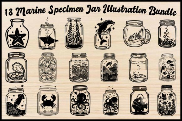 Unlocking Creativity with the 18 Marine Specimen Jar Illustration Set