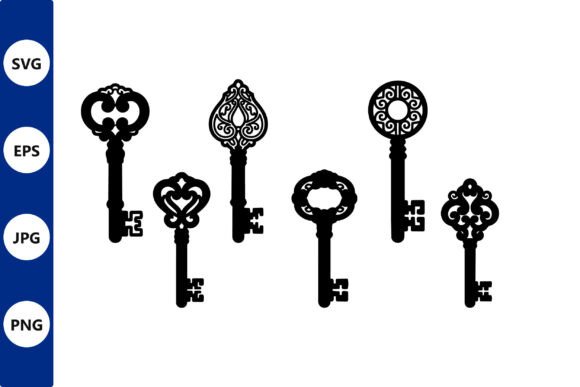 Vintage Key Silhouettes for Design